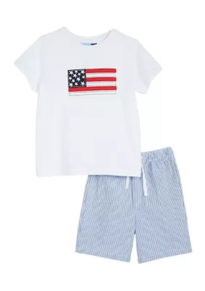 Boys 4-7 Americana Flag Graphic T-Shirt and Shorts Set