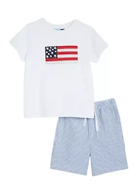 Boys 4-7 Americana Flag Graphic T-Shirt and Shorts Set