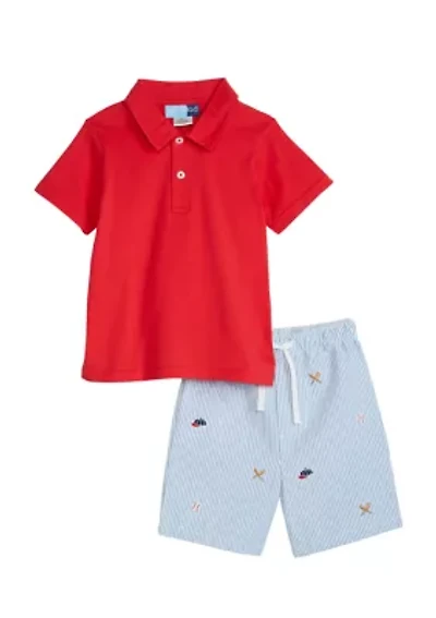 Boys 4-7 Baseball Shifley Short Sleeve Woven Set