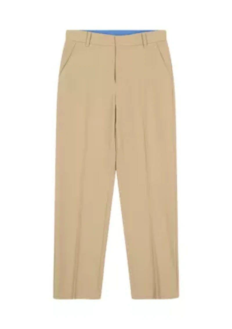 Boys 8-20 Flat Front Husky Stretch Solid Performance Pants
