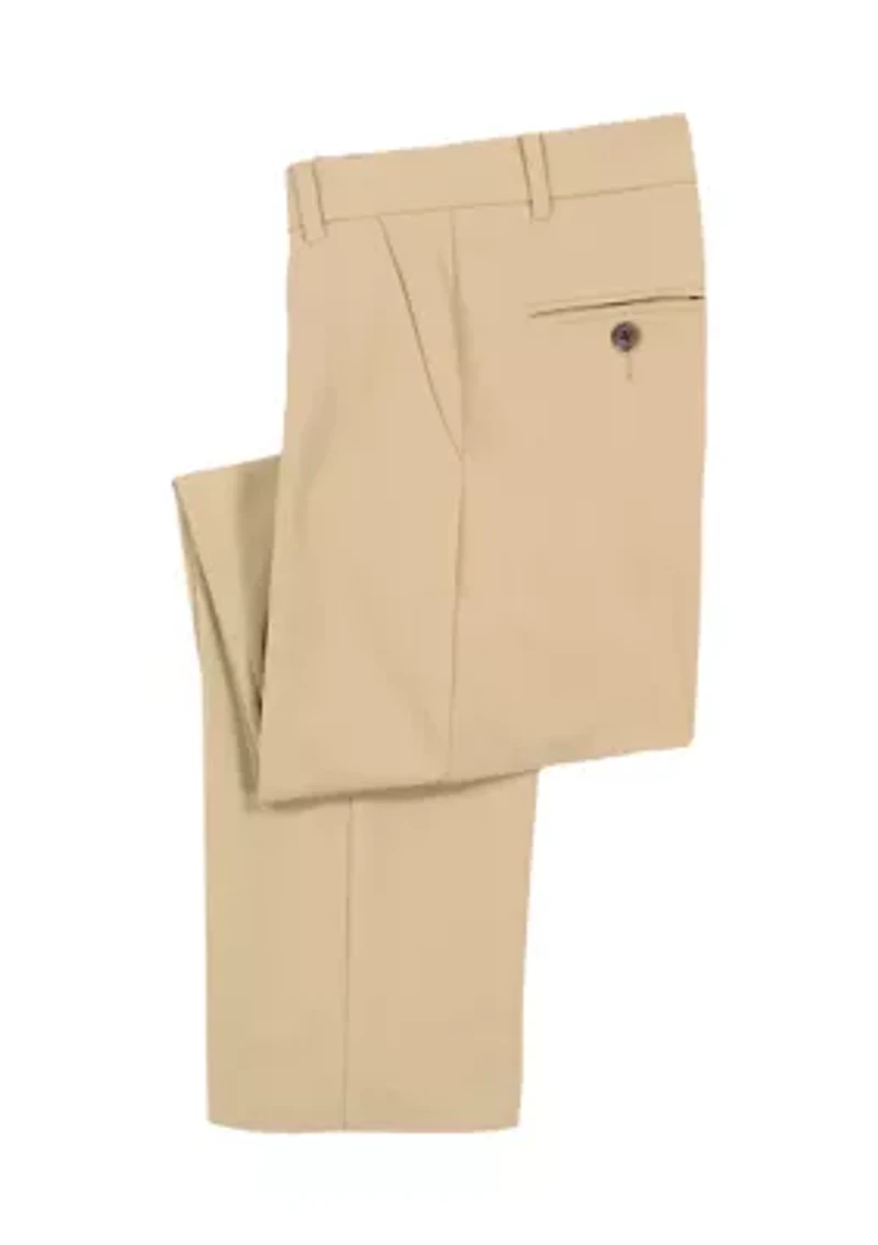 Boys 8-20 Flat Front Husky Stretch Solid Performance Pants