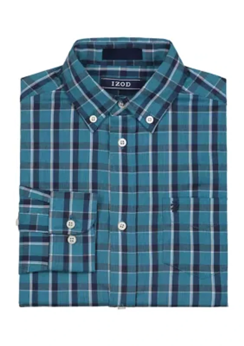 Boys 8-20 Long Sleeve Stretch Ashley Plaid Shirt