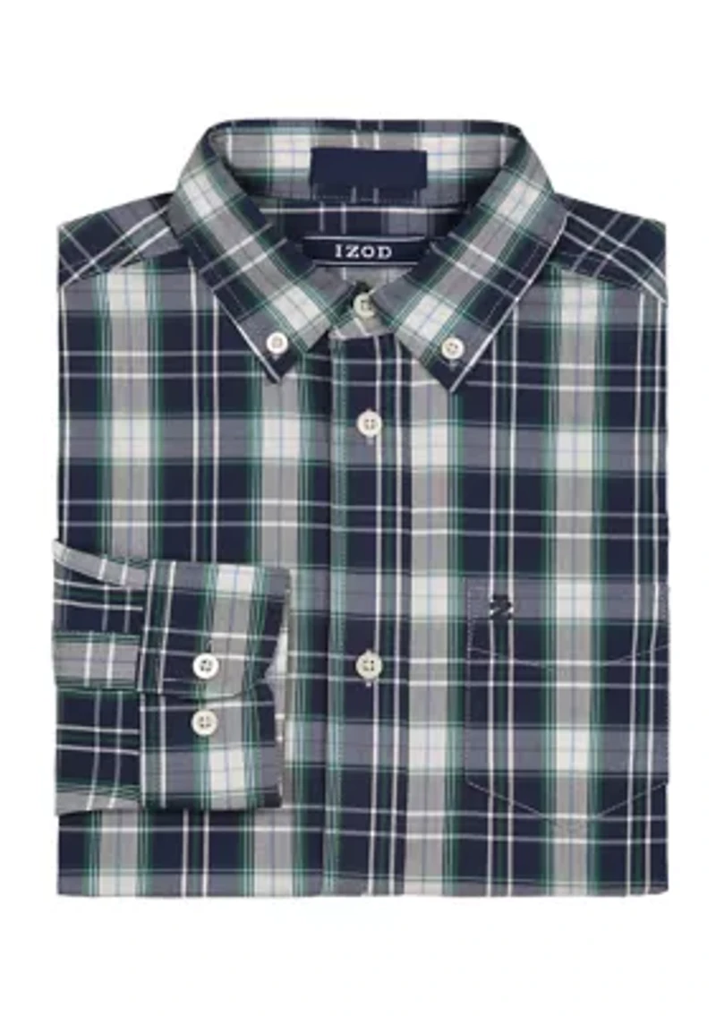 Boys 8-20 Long Sleeve Austin Plaid Stretch Shirt