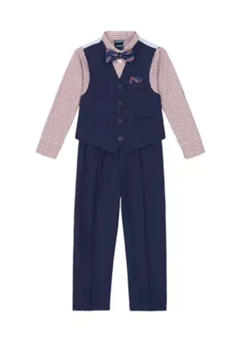 Boys 4-7 4-Piece Mini Grid Vest Set