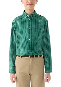 Boys 8-20 Huksy Long Sleeve Stretch Belfast Plaid Shirt and Bow Tie