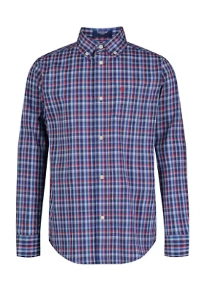 Boys 8-20 Long Sleeve Stretch Sleepy Hollow Plaid Shirt