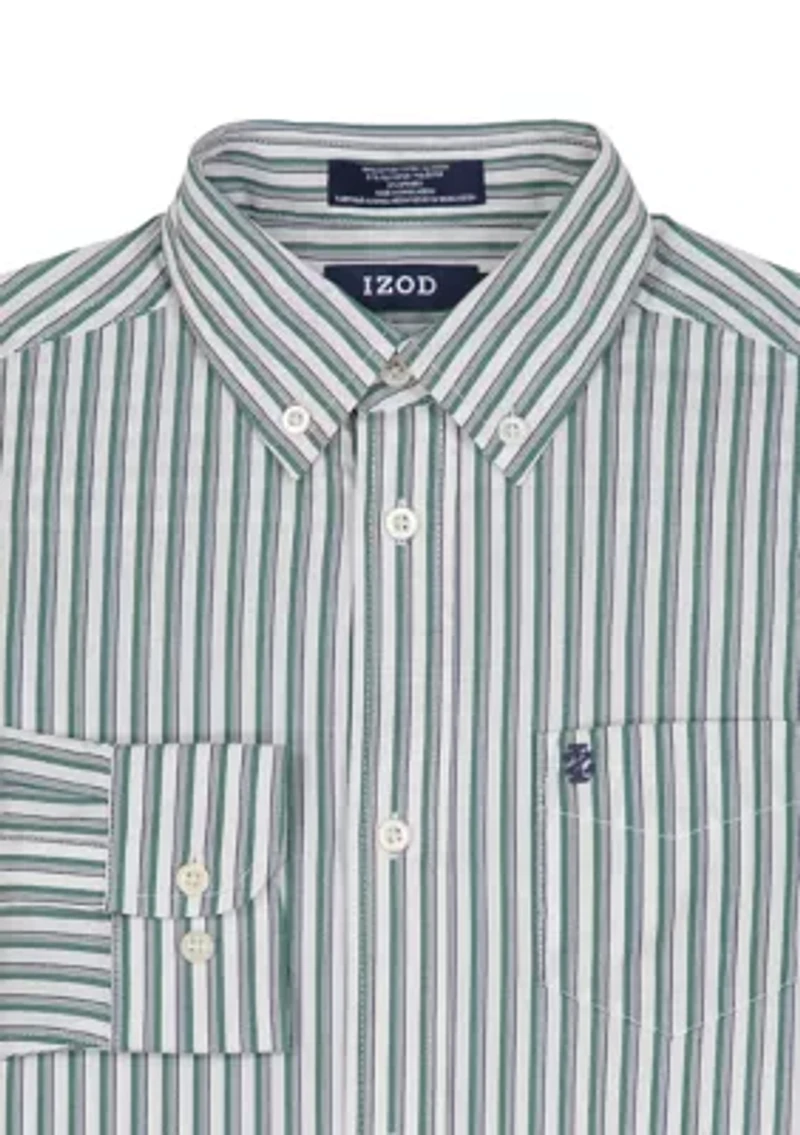 Boys 8-20 Long Sleeve Stretch Variegated Stripe Shirt