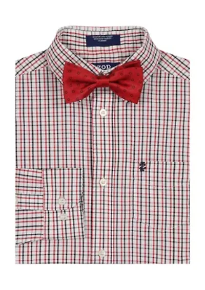 Boys 8-20 Husky Long Sleeve Stretch Lambert Plaid Shirt & Bow Tie