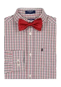 Boys 8-20 Long Sleeve Stretch Lambert Plaid Shirt & Bow Tie