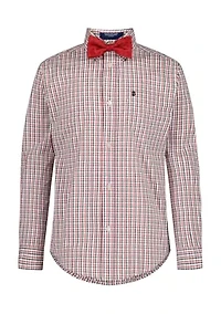 Boys 8-20 Long Sleeve Stretch Lambert Plaid Shirt & Bow Tie