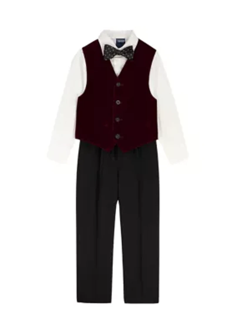 Boys 4-7 Plaid Cord Vest Bow Tie Set