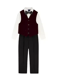 Boys 4-7 Plaid Cord Vest Bow Tie Set