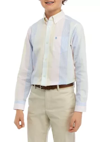 Boys 8-20 Long Sleeve Multi Stripe Oxford Shirt