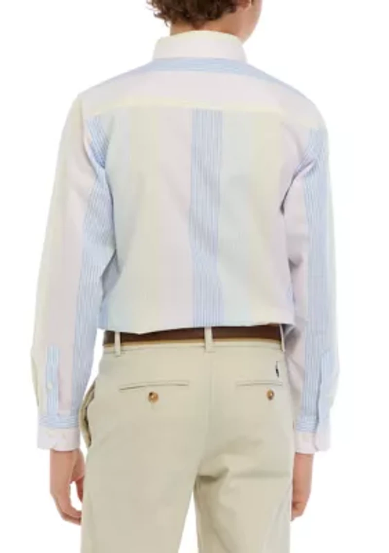 Boys 8-20 Long Sleeve Multi Stripe Oxford Shirt