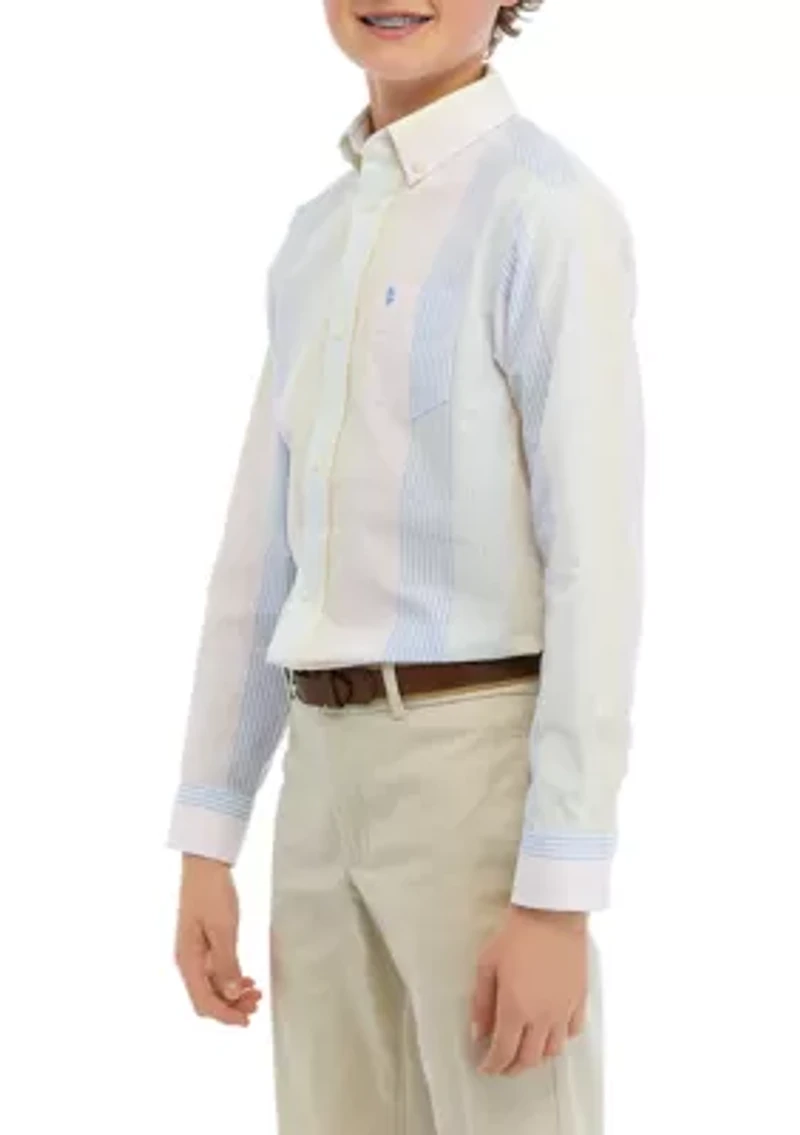 Boys 8-20 Long Sleeve Multi Stripe Oxford Shirt
