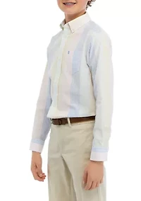 Boys 8-20 Long Sleeve Multi Stripe Oxford Shirt