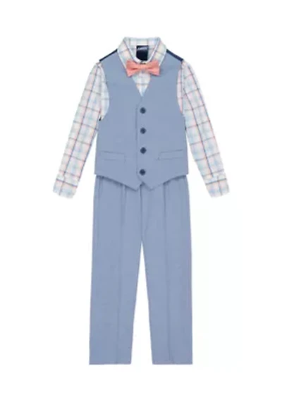 Boys 8-20 Heather Poplin Vest Set