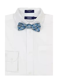 Boys 4-7 Long Sleeve Stretch Solid Poplin Shirt with Bowtie