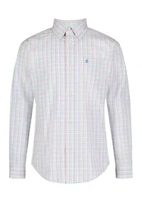 Boys 8-20 Long Sleeve Stretch Palm Island Plaid Shirt