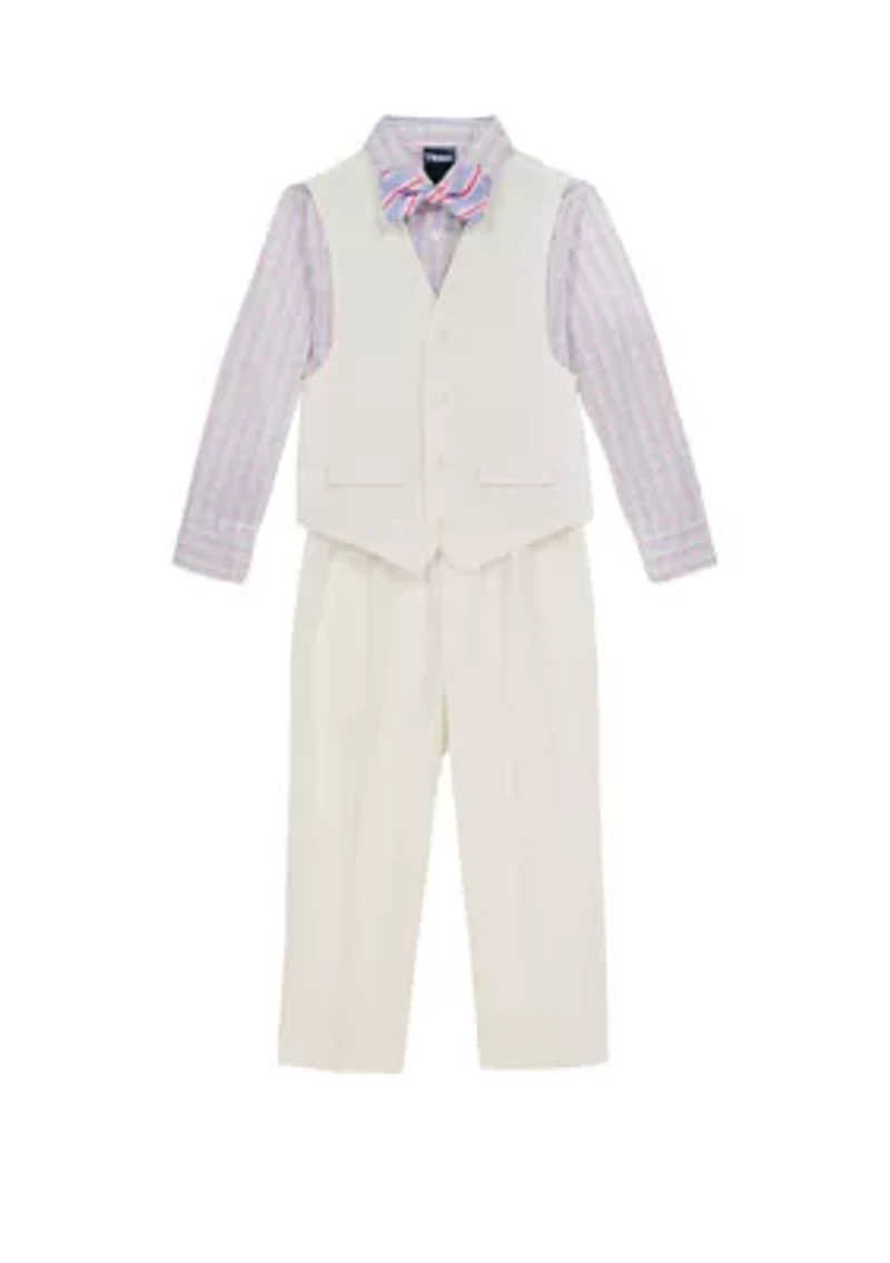 Boys 4-7 Heather Poplin Vest Set with Bowtie