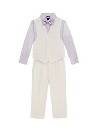 Boys 4-7 Heather Poplin Vest Set with Bowtie