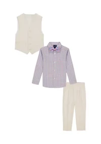 Boys 8-20 Heather Poplin Vest Set with Bowtie
