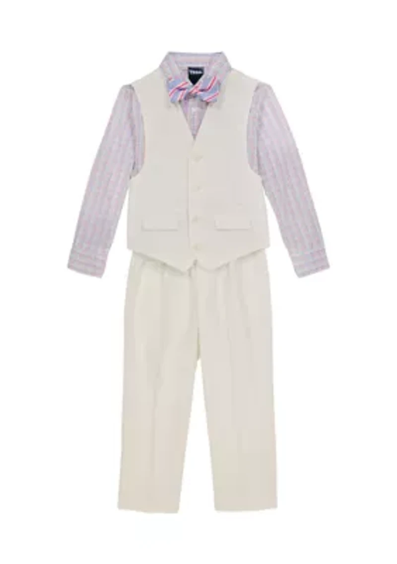 Boys 8-20 Heather Poplin Vest Set with Bowtie