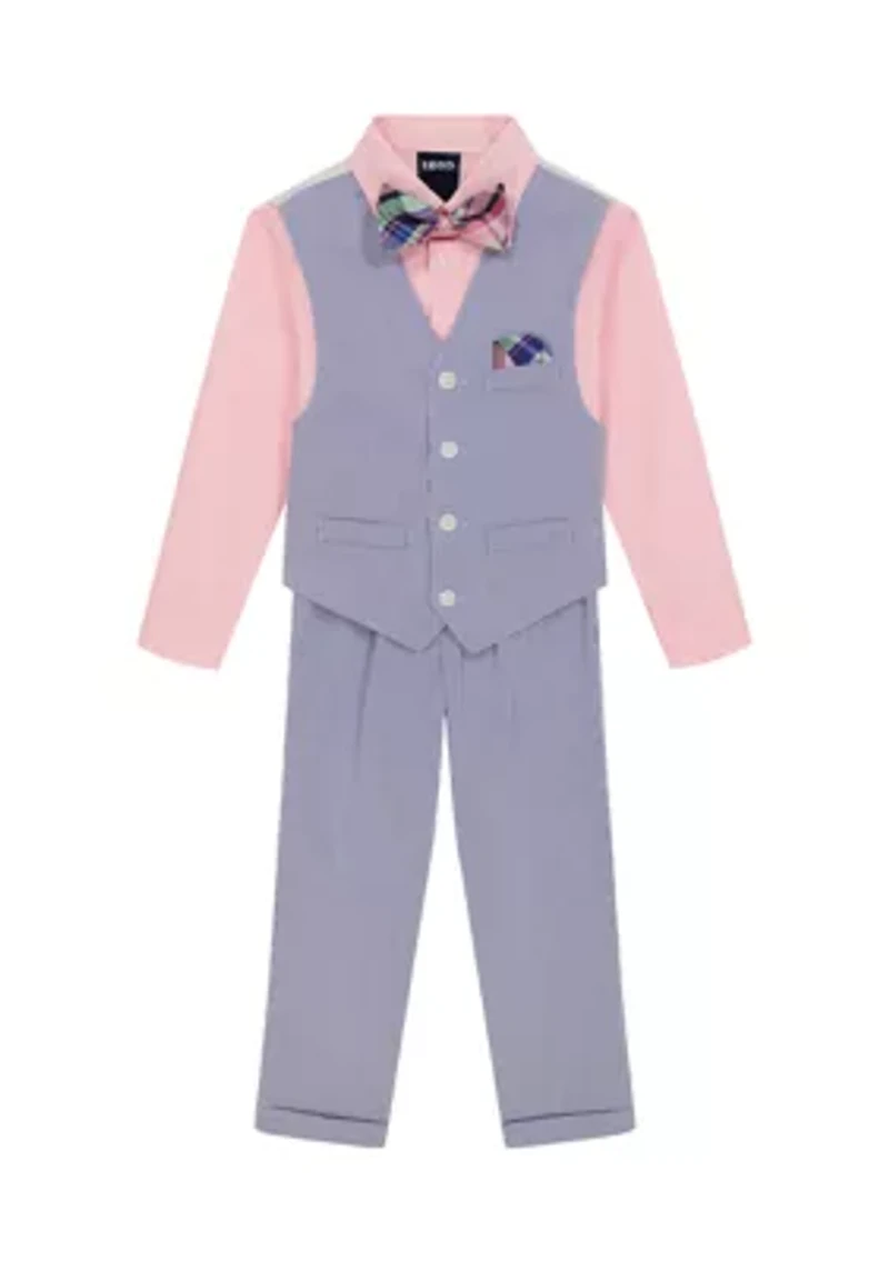 Boys 8-20 Pincord Vest Set with Bowtie