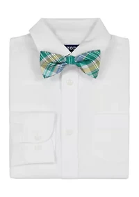 Boys 8-20 Long Sleeve Stretch Solid Poplin Shirt & Bowtie
