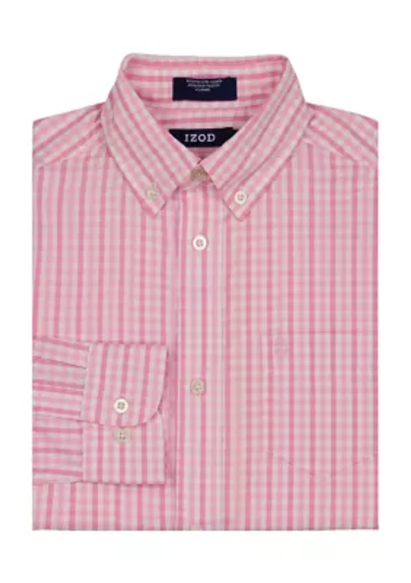 Boys Husky Long Sleeve Stretch La Jolla Plaid Shirt