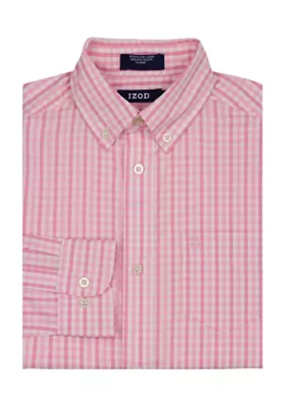 Boys Husky Long Sleeve Stretch La Jolla Plaid Shirt