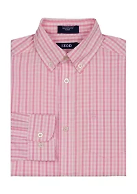 Boys Husky Long Sleeve Stretch La Jolla Plaid Shirt