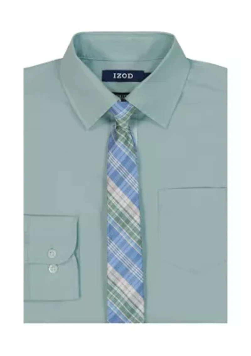 Boys 8-20 Poplin Long Sleeve Shirt with Tie