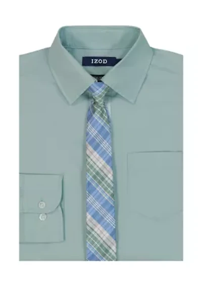 Boys 8-20 Poplin Long Sleeve Shirt with Tie