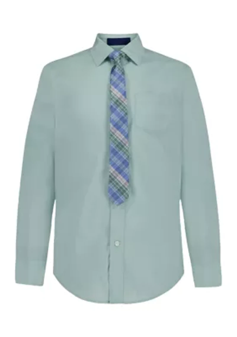 Boys 8-20 Poplin Long Sleeve Shirt with Tie
