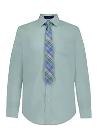 Boys 8-20 Poplin Long Sleeve Shirt with Tie