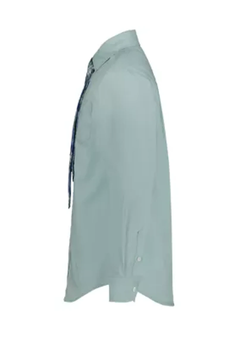 Boys 8-20 Poplin Long Sleeve Shirt with Tie