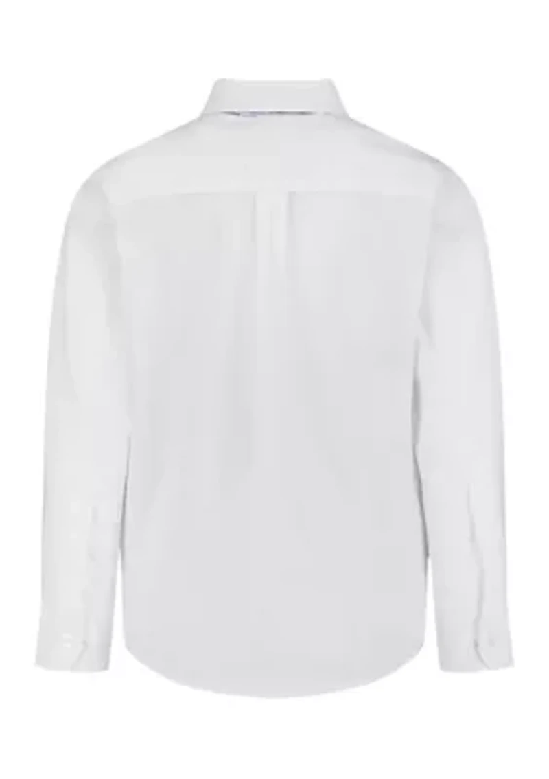 Boys 4-7 Poplin Shirt with Plaid Bowtie