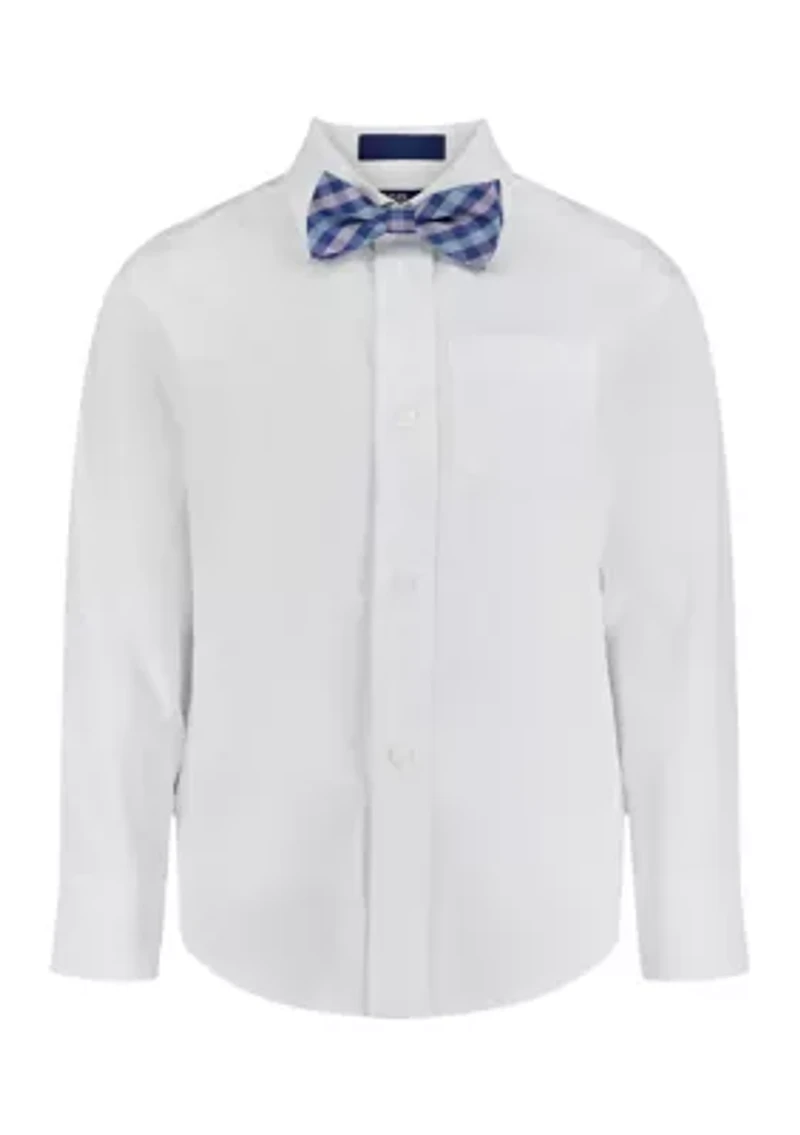 Boys 8-20 Poplin Plaid Shirt with Bowtie