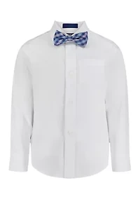 Boys 8-20 Poplin Plaid Shirt with Bowtie