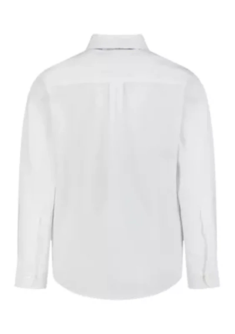 Boys 8-20 Poplin Plaid Shirt with Bowtie