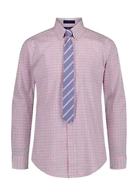 Boys 4-7 Ocean Plaid Long Sleeve with Tie