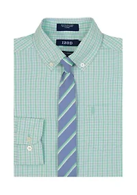 Boys 8-20 Ocean Plaid Long Sleeve with Tie