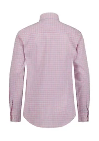 Men's Ocean Plaid Long Sleeve Shirt with Tie