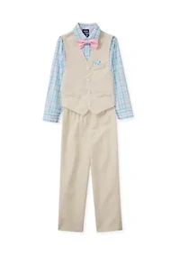 Boys 4-7 Sharkskin Shirt and Pants Outfit Set