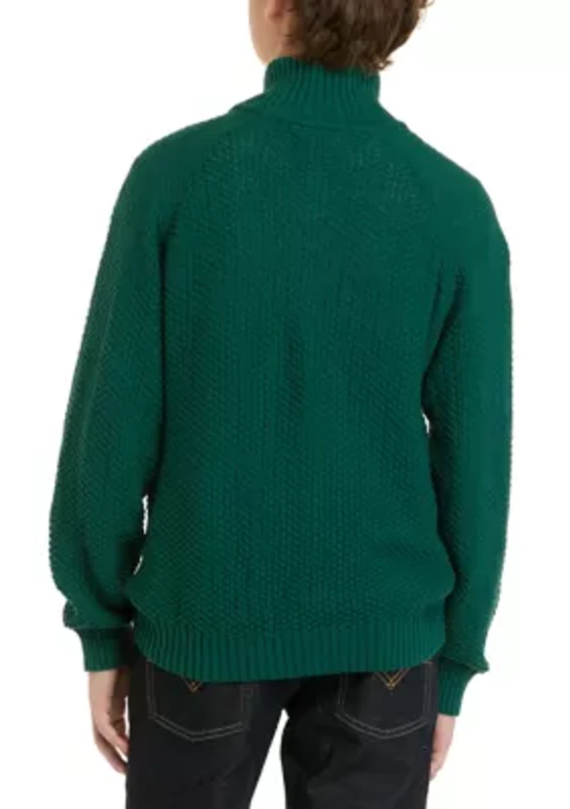 Boys 8-20 Raglan Stripe 1/4 Zip Sweater