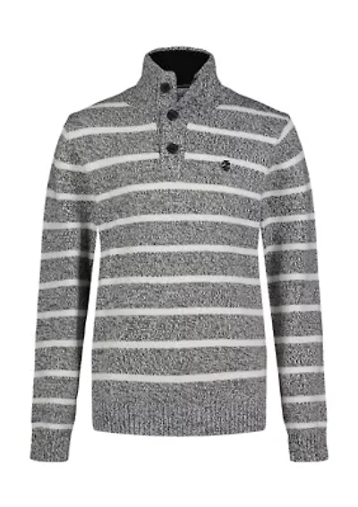 Boys 8-20 Marled Stripe 1/4 Button Sweater