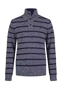 Boys 8-20 Marled Stripe 1/4 Button Sweater