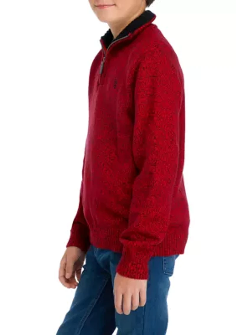Boys 8-20 Marled 1/4 Zip Sweater