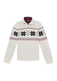Boys 8-20 Snowflake 3-Button Sweater and Dress Shirt Set